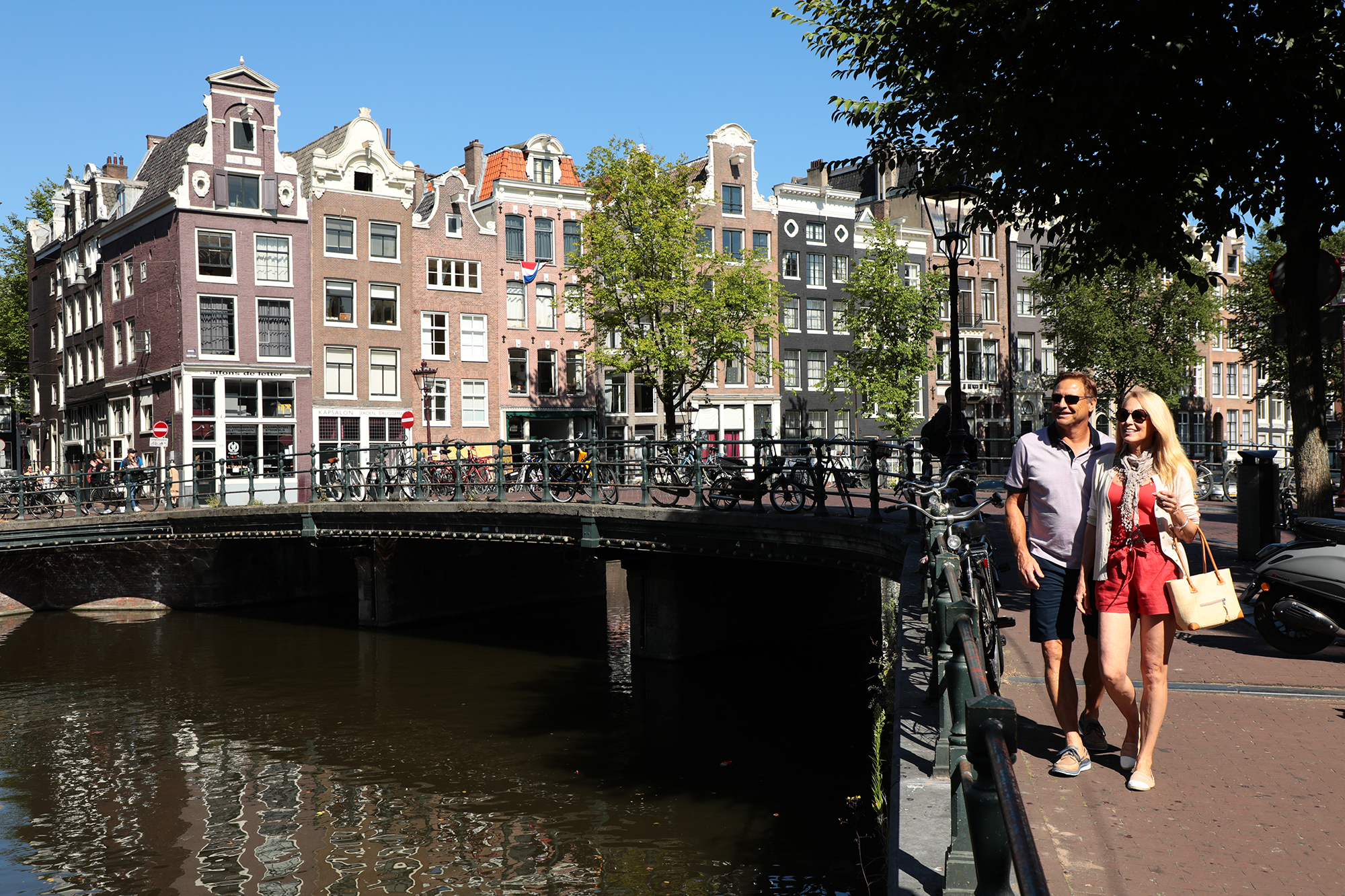 view of canal bridge in Amsterdam