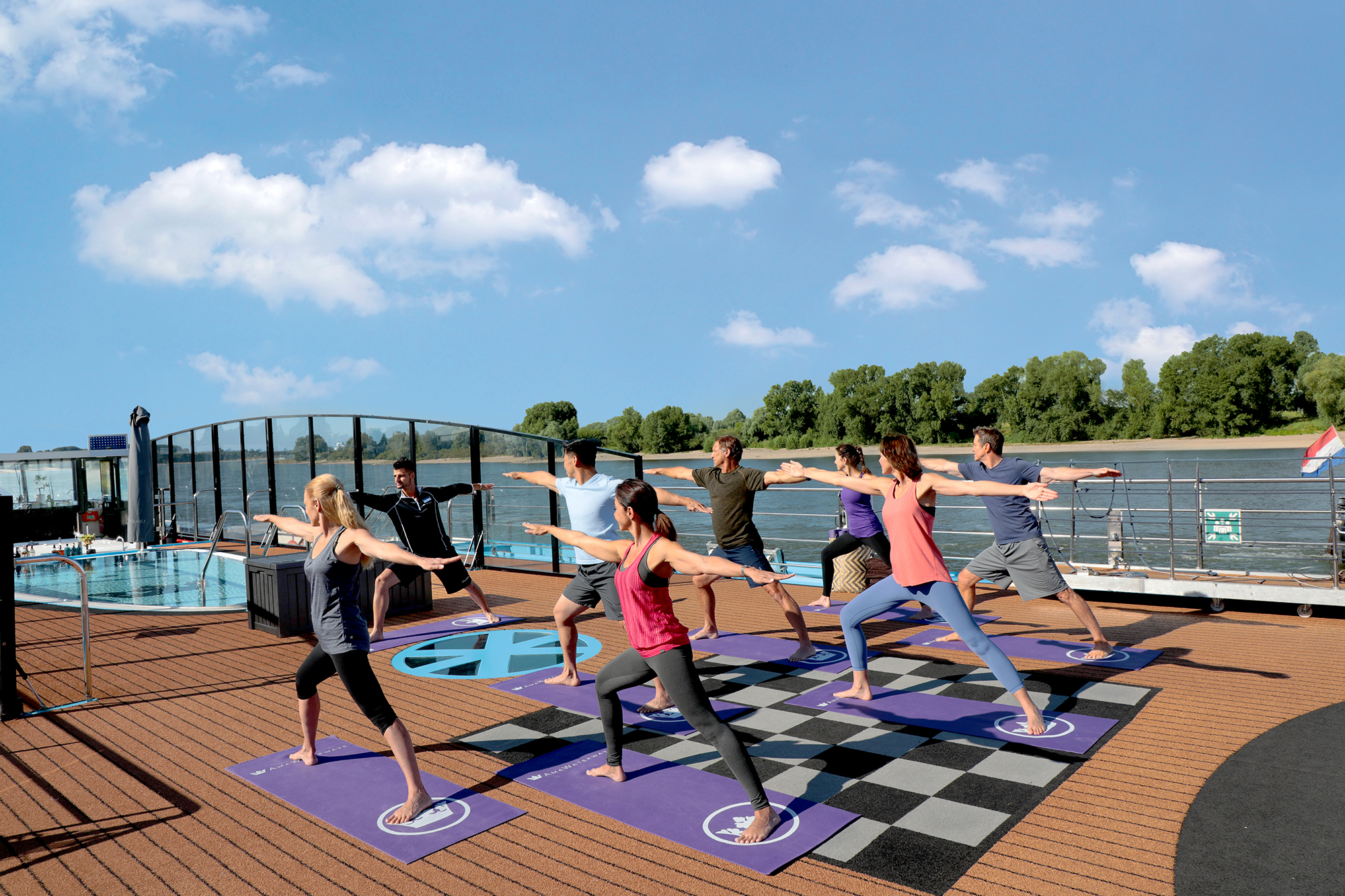 Yoga class on river cruise ship