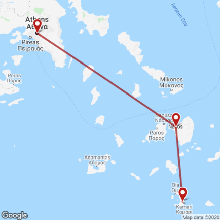 Greek Island itinerary map
