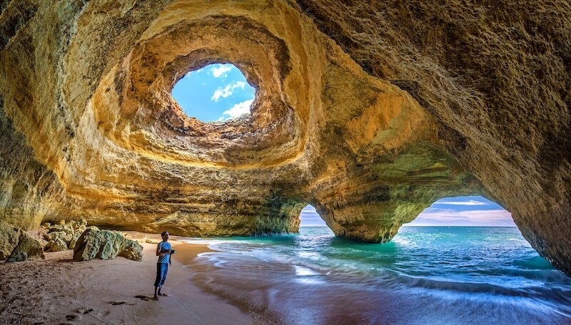famous cave in algarve region of portugal