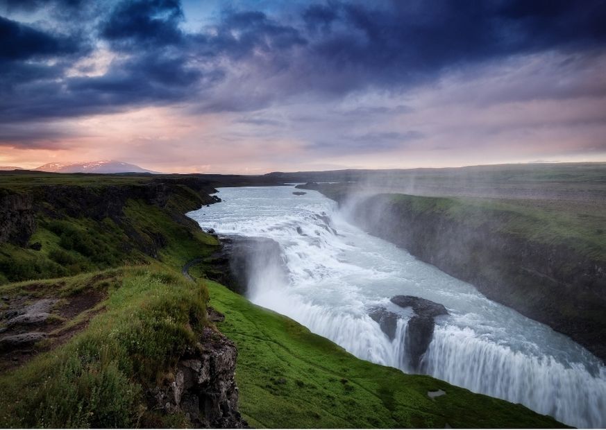 dramatic waterfall in iceland