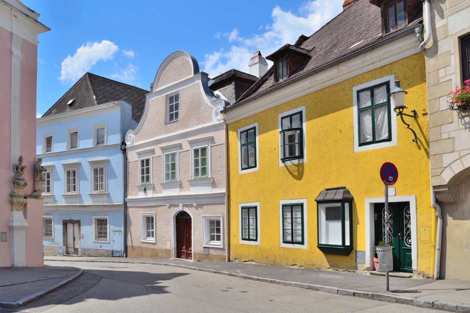 Cobblestoned street in Krems, Austria