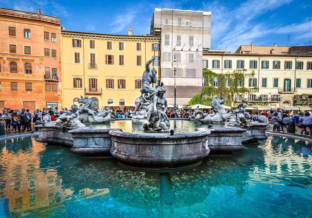 Piazza Navona fountain in Rome Italy