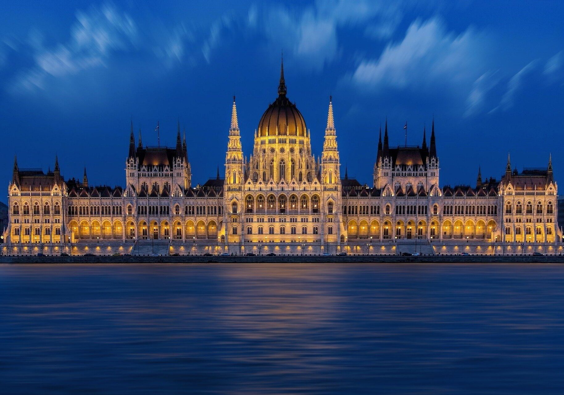 parliament building in Budapest, Hungary at night