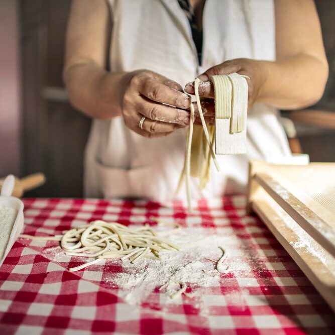 woman making fresh pasta